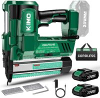 KIMO 18 Gauge Nail Gun Battery Powered w/ 2 X 2.0 Battery & Charger, 2 in 1 Cordless Brad Nailer/Electric Stapler, Adjustable Depth, 18GA Nailer/Staples for Upholstery, Home Improvement & Woodworking