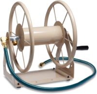 Liberty Garden Products 703-1 Multi-Purpose Steel Garden Wall/Floor Mount Hose Reel, Tan