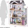 Lil' Jumbl Kids Wooden Dollhouse, with Elevator, Balcony & Stairs, Accessories & Furniture Included X-Large 3 Story Easy to Assemble Doll House Toy