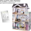 Lil' Jumbl Kids Wooden Dollhouse, with Elevator, Balcony & Stairs, Accessories & Furniture Included X-Large 3 Story Easy to Assemble Doll House Toy