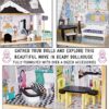 Lil' Jumbl Kids Wooden Dollhouse, with Elevator, Balcony & Stairs, Accessories & Furniture Included X-Large 3 Story Easy to Assemble Doll House Toy