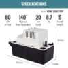Little Giant VCMA-20ULS 115 Volt, 80 GPH, 1/30 HP Automatic Condensate Removal Pump with Safety Switch, White/Black, 554425