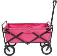 MacSports Heavy Duty Steel Frame Collapsible Folding 150 Pound Capacity Outdoor Camping Garden Utility Wagon Yard Cart, Pink
