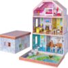 Milliard Nesting Dollhouse, Stack Mode (33x21x11.5in) & Store Mode (22x14x12in), Wooden Kids Dollhouse