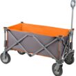 PORTAL Collapsible Folding Wagon Utility Cart Foldable Heavy Duty All Terrain Wagon for Outdoor, Camping, Beach, Garden, Grocery, Orange