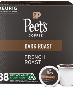 Peet's Coffee, Dark Roast K-Cup Pods for Keurig Brewers - French Roast 88 Count (4 Boxes of 22 K-Cup Pods)