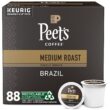 Peet's Coffee, Medium Roast K-Cup Pods for Keurig Brewers - Single Origin Brazil 88 Count (4 Boxes of 22 K-Cup Pods)