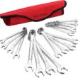 ROCHOOF Combination Wrench Set,17-Piece Metric Wrench Set 12-Point Chrome Vanadium Steel Wrenches 6-23mm with Rolling Pouch