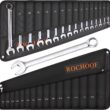 ROCHOOF Combination Wrench Set,32-Piece Chrome Vanadium Steel Wrench Set 12-Point SAE & Metric Wrenches 1/4