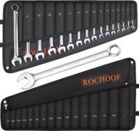 ROCHOOF Combination Wrench Set,32-Piece Chrome Vanadium Steel Wrench Set 12-Point SAE & Metric Wrenches 1/4"-1" and 7-22mm with Rolling Pouch