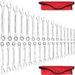 ROCHOOF Combination Wrench Set,33-Piece Chrome Vanadium Steel Wrench Set 12-Point SAE & Metric Wrenches 1/4