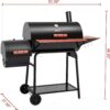 Royal Gourmet CC1830W 30 Barrel Charcoal Grill with Side Table, 627 Square Inches, Outdoor Backyard, Patio and Parties, Black
