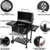 Royal Gourmet CD1824EN 24” Charcoal Grill Outdoor Smoker with Side Tables Backyard Griller Party BBQ Picnic Patio Cooking, Black