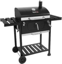 Royal Gourmet CD1824EN 24” Charcoal Grill Outdoor Smoker with Side Tables Backyard Griller Party BBQ Picnic Patio Cooking, Black