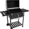 Royal Gourmet CD1824EN 24” Charcoal Grill Outdoor Smoker with Side Tables Backyard Griller Party BBQ Picnic Patio Cooking, Black