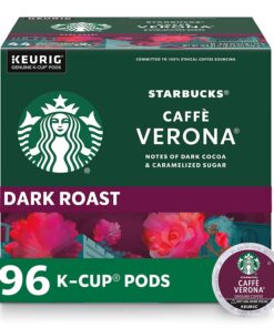 Starbucks K-Cup Coffee Pods, Dark Roast Coffee, Caffè Verona for Keurig Brewers, 100% Arabica, 4 boxes (96 pods total)