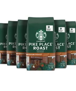 Starbucks Medium Roast Whole Bean Coffee, Pike Place Roast, 6 bags (12 oz. each)
