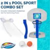 SwimWays 2-in-1 Pool Sport Combo Set - Volleyball Net & Outdoor Basketball Hoop For In- & Above Ground Pool, Outdoor Games for Adults and Family