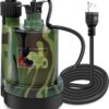 TIGEROAR 120V AC Submersible Water Pump 1/4 HP 1800 GPH Water Transfer Pump with 10 ft. Cord and Sump Pump Hose Adapter