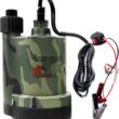 TIGEROAR 12V DC Submersible Water Pump 1500 GPH Water Transfer Pump with 20 ft. Cord and Sump Pump Hose Adapter for Utility Pump Camouflage Color