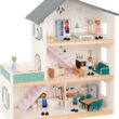 TOOKYLAND Wooden Dollhouse for Kids Doll House with Simulated Luxury Furniture Set Preschool Dollhouse Playset for Girls Toddlers Gifts