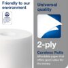 Tork Coreless High-Capacity Toilet Paper Roll White T7, Universal, 2-ply, 36 x 1100 sheets, 472882