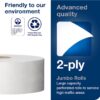 Tork Jumbo Toilet Paper Roll White T1, Advanced, 2-ply, 6 x 1600 feet, 12021502