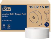 Tork Jumbo Toilet Paper Roll White T1, Advanced, 2-ply, 6 x 1600 feet, 12021502