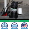 WAYNE CDU790 - 1/3 HP Submersible Cast Iron and Stainless Steel Sump Pump with Integrated Vertical Float Switch - Up to 4,600 Gallons Per Hour - Heavy Duty Basement Sump Pump , Black