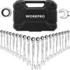 WORKPRO 22-Piece Ratcheting Combination Wrench Set, 72 Teeth, Combo Ratchet Wrenches Set with Organizer Box, Metric 6-18mm & SAE 1/4-3/4