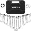 WORKPRO 22-Piece Ratcheting Combination Wrench Set, 72 Teeth, Combo Ratchet Wrenches Set with Organizer Box, Metric 6-18mm & SAE 1/4-3/4