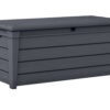 Keter Brightwood Outdoor All-Weather 120 Gallon Plastic and Resin Deck Box, Anthracite Gray