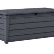 Keter Brightwood Outdoor All-Weather 120 Gallon Plastic and Resin Deck Box, Anthracite Gray
