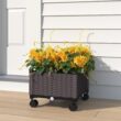 Barton 2-Piece Raised Garden Bed Planter Box with Build-in Wheels Plant Box, Brown
