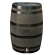 RTS Home Accents Polyethylene 50 Gallon Flat Back Brass Spigot Rain Barrel, Woodgrain with Black Stripes Color
