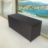 Seizeen Rattan Outdoor Storage Box, XL Wicker Deck Box & Cushion Storage Container, Waterproof Pool Box for Pool Accessories, 113 Gallon Patio Storage Box W/Inner Liner, Black