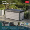 Keter Premier Outdoor 150 Gallon Wood and Resin Deck Box, Black and Gray