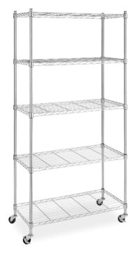 Whitmor Supreme 5-Tier Cart - Rolling Utility Organizer - Chrome - 14.25" x 30.125" x 60.375"