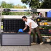 Keter Premier Outdoor 150 Gallon Wood and Resin Deck Box, Black and Gray