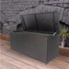 Seizeen Rattan Outdoor Storage Box, XL Wicker Deck Box & Cushion Storage Container, Waterproof Pool Box for Pool Accessories, 113 Gallon Patio Storage Box W/Inner Liner, Black