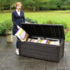 Keter Brightwood Outdoor All-Weather 120 Gallon Plastic and Resin Deck Box, Anthracite Gray