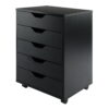 Winsome Wood Halifax 5-Drawer Mobile Cabinet, Black Finish