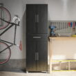 Systembuild Westford 4 Door/1 Drawer Storage Cabinet, Black Oak