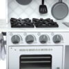 Melissa & Doug Wooden Chef’s Pretend Play Toy Kitchen With “Ice” Cube Dispenser – Cloud White - FSC-Certified Materials