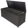 Seizeen Rattan Outdoor Storage Box, XL Wicker Deck Box & Cushion Storage Container, Waterproof Pool Box for Pool Accessories, 113 Gallon Patio Storage Box W/Inner Liner, Black