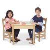 Melissa & Doug Solid Wood Table and 2 Chairs Set - Light Finish Furniture for Playroom