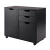 Winsome Wood Halifax 2-Section Mobile Filing Cabinet, Black Finish