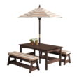 KidKraft Outdoor Wooden Table & Bench with Cushions and Umbrella, Espresso