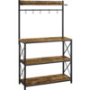 SmileMart 4-Tier Bakers Rack Kitchen Storage Shelf with S-Hooks, Rustic Brown