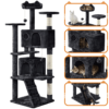 SmileMart 61.5''H Double Condo Cat Tree with Scratching Post Tower, Black